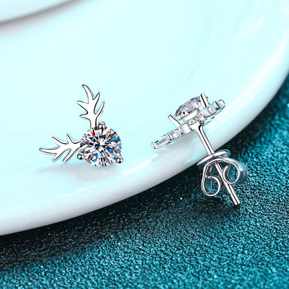 S925 Sterling Silver "Journey With You" Moissanite Stud Earrings - 1CT Total with Cultural Motifs