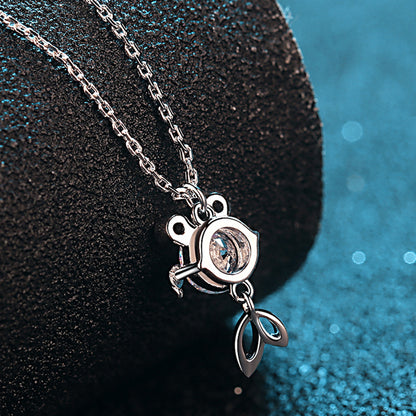 S925 Sterling Silver Koi Fish Pendant Necklace - 0.5CT/1CT Moissanite PT950-Plated Prosperity Chain