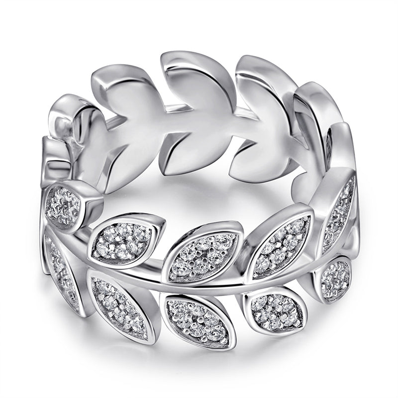 S925 Sterling Silver Leaf Wrap Ring - Nature-Inspired Geometric Jewelry for Women