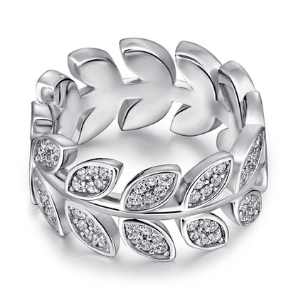 S925 Sterling Silver Leaf Wrap Ring - Nature-Inspired Geometric Jewelry for Women