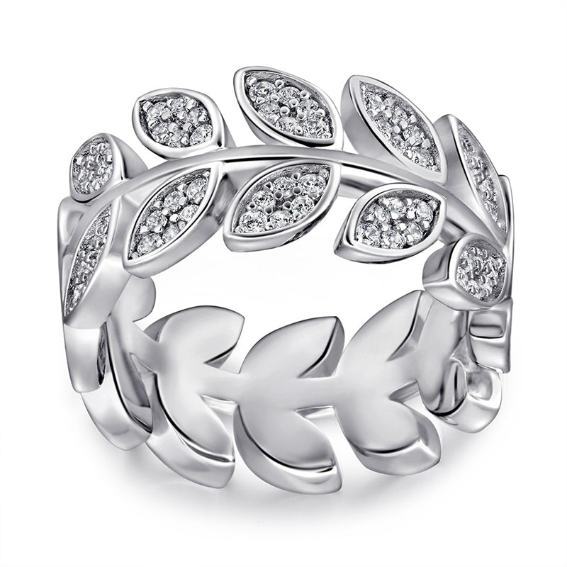S925 Sterling Silver Leaf Wrap Ring - Nature-Inspired Geometric Jewelry for Women