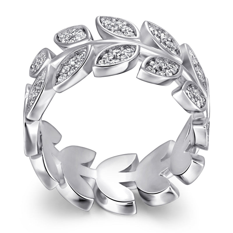 S925 Sterling Silver Leaf Wrap Ring - Nature-Inspired Geometric Jewelry for Women