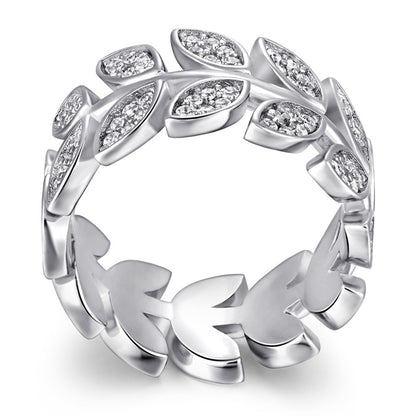 S925 Sterling Silver Leaf Wrap Ring - Nature-Inspired Geometric Jewelry for Women