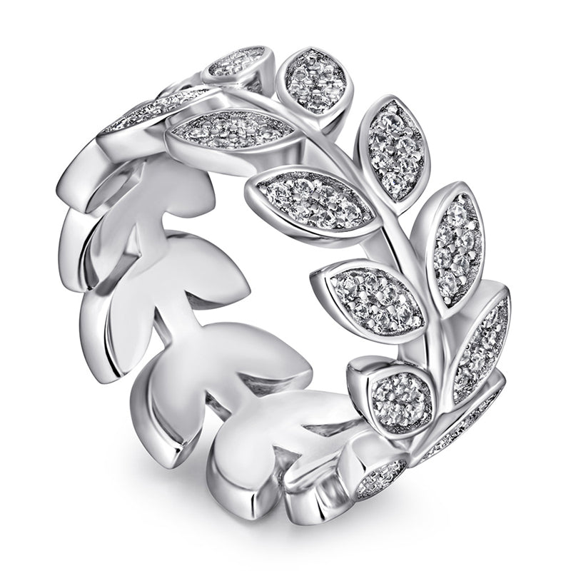 S925 Sterling Silver Leaf Wrap Ring - Nature-Inspired Geometric Jewelry for Women