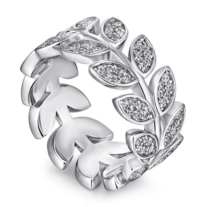 S925 Sterling Silver Leaf Wrap Ring - Nature-Inspired Geometric Jewelry for Women