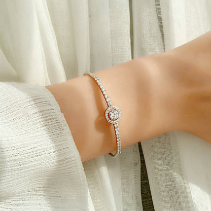 S925 Sterling Silver Light Luxury Bracelet with 0.5ct Moissanite Rhodium Plated Geometric Jewelry