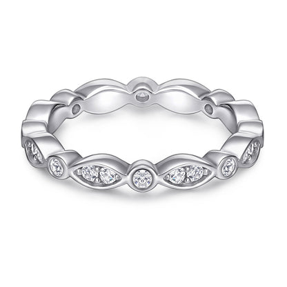 S925 Sterling Silver Marquise Full Eternity Ring – Thick Gold Plated Bridal Jewelry
