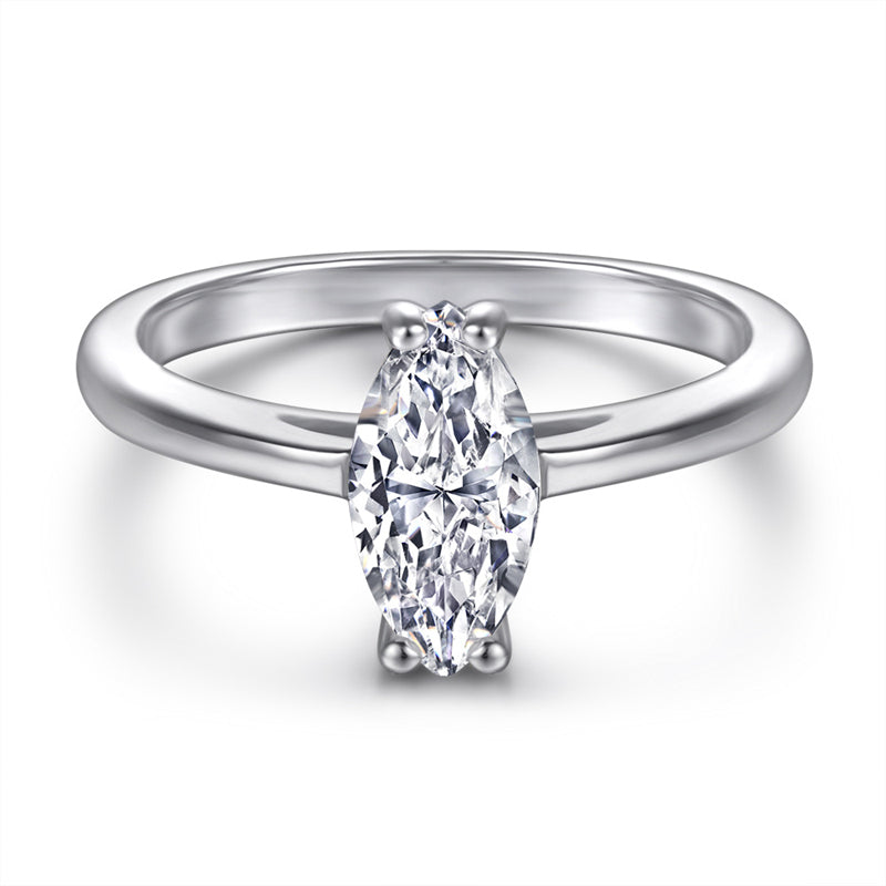 S925 Sterling Silver Marquise Zirconia Ring - Korean Style Minimalist Index Finger Jewelry