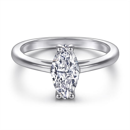 S925 Sterling Silver Marquise Zirconia Ring - Korean Style Minimalist Index Finger Jewelry