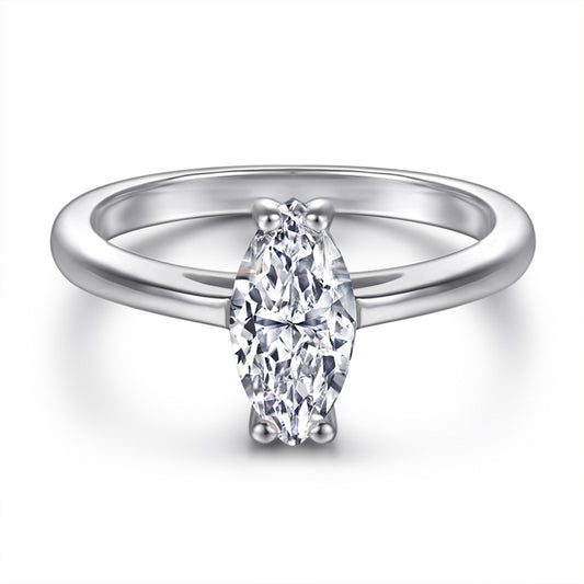 S925 Sterling Silver Marquise Zirconia Ring - Korean Style Minimalist Index Finger Jewelry