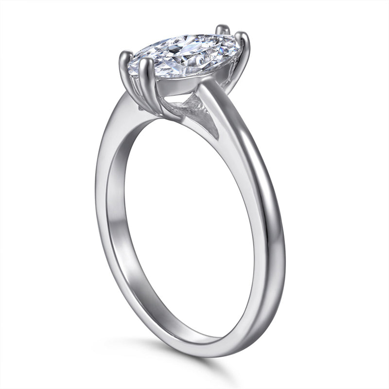 S925 Sterling Silver Marquise Zirconia Ring - Korean Style Minimalist Index Finger Jewelry