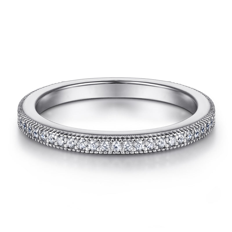 S925 Sterling Silver Micro-Pavé Index Finger Ring - Delicate Zirconia Accent Jewelry