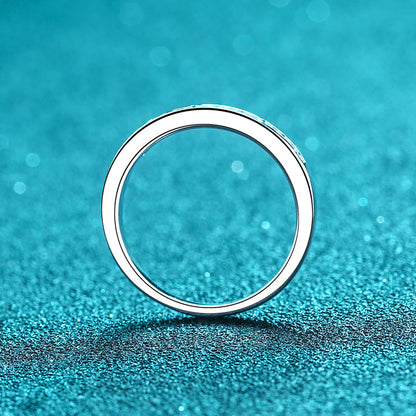 S925 Sterling Silver Minimalist 0.27ct Moissanite Channel Set Eternity Ring with Fruit Motifs