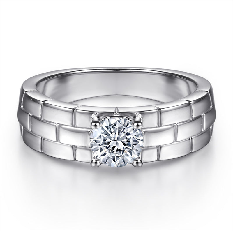S925 Sterling Silver Minimalist Band Ring – Contemporary CZ Accent Jewelry