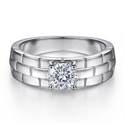 S925 Sterling Silver Minimalist Band Ring – Contemporary CZ Accent Jewelry