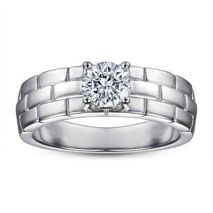 S925 Sterling Silver Minimalist Band Ring – Contemporary CZ Accent Jewelry