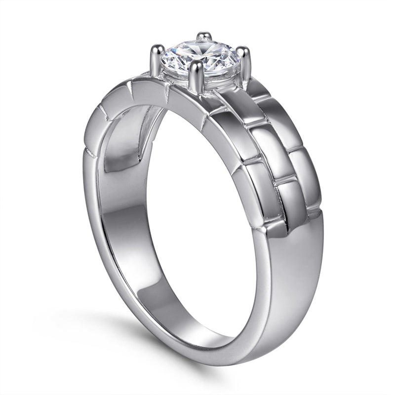 S925 Sterling Silver Minimalist Band Ring – Contemporary CZ Accent Jewelry