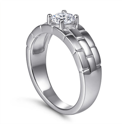 S925 Sterling Silver Minimalist Band Ring – Contemporary CZ Accent Jewelry