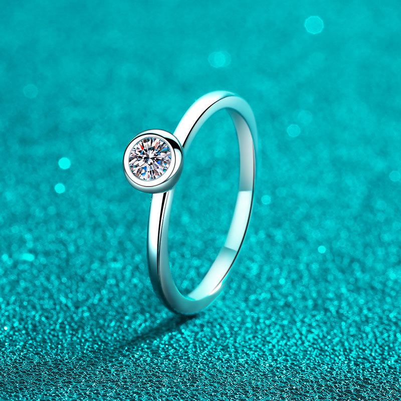 S925 Sterling Silver Minimalist Bubble Ring with 0.3ct Moissanite for Women