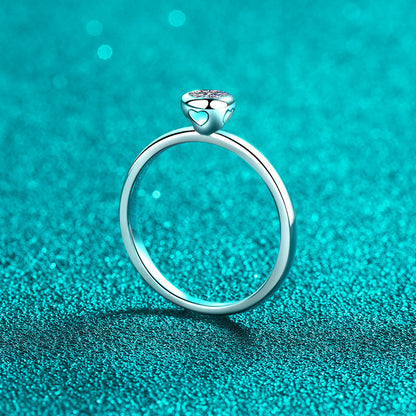 S925 Sterling Silver Minimalist Bubble Ring with 0.3ct Moissanite for Women