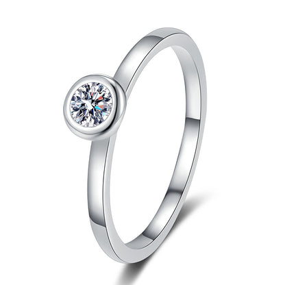 S925 Sterling Silver Minimalist Bubble Ring with 0.3ct Moissanite for Women