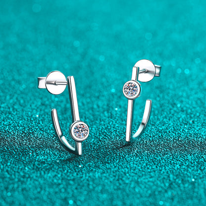 S925 Sterling Silver Minimalist Geometric Moissanite Stud Earrings - 0.2CT Modern Everyday Jewelry