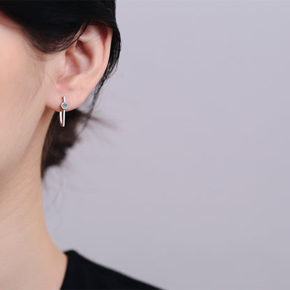S925 Sterling Silver Minimalist Geometric Moissanite Stud Earrings - 0.2CT Modern Everyday Jewelry