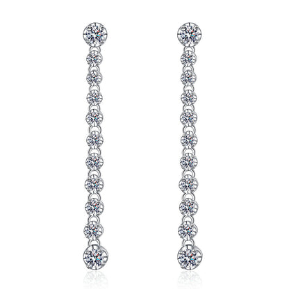 S925 Sterling Silver Moissanite Fringe Drop Earrings - 1.18ct Instagrammable Statement Earrings