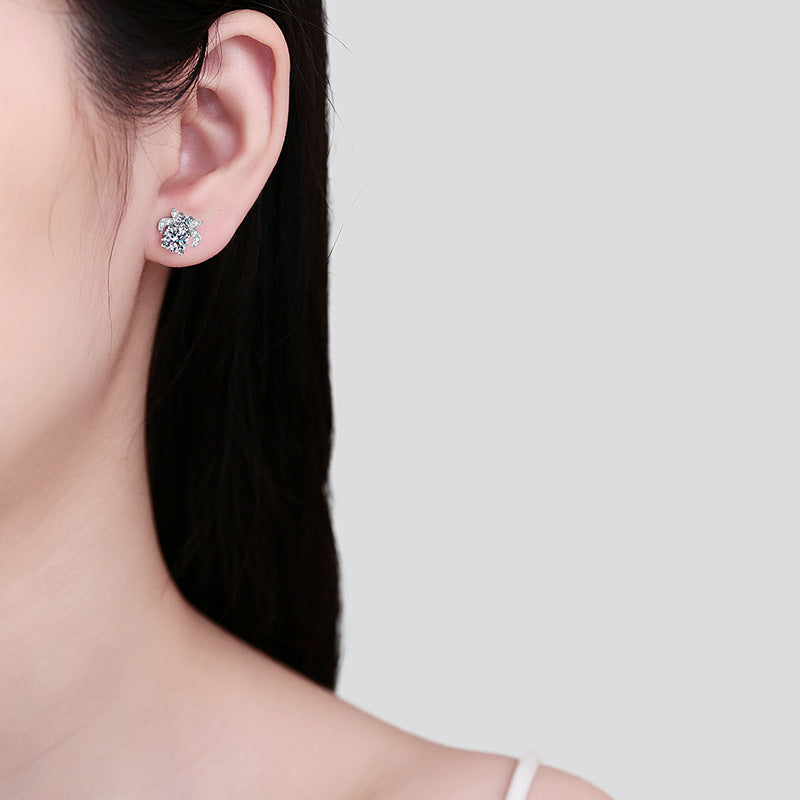 S925 Sterling Silver Moissanite Stud Earrings - 1CT Floral-Inspired Everyday Jewelry