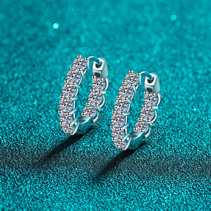 S925 Sterling Silver Moissanite Stud Earrings Plated with Pt950 Gold - 1.8ct Trendy Korean-Style Starry Elegance