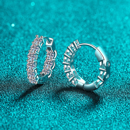 S925 Sterling Silver Moissanite Stud Earrings Plated with Pt950 Gold - 1.8ct Trendy Korean-Style Starry Elegance