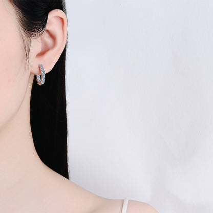 S925 Sterling Silver Moissanite Stud Earrings Plated with Pt950 Gold - 1.8ct Trendy Korean-Style Starry Elegance
