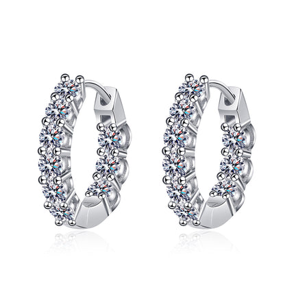 S925 Sterling Silver Moissanite Stud Earrings Plated with Pt950 Gold - 1.8ct Trendy Korean-Style Starry Elegance