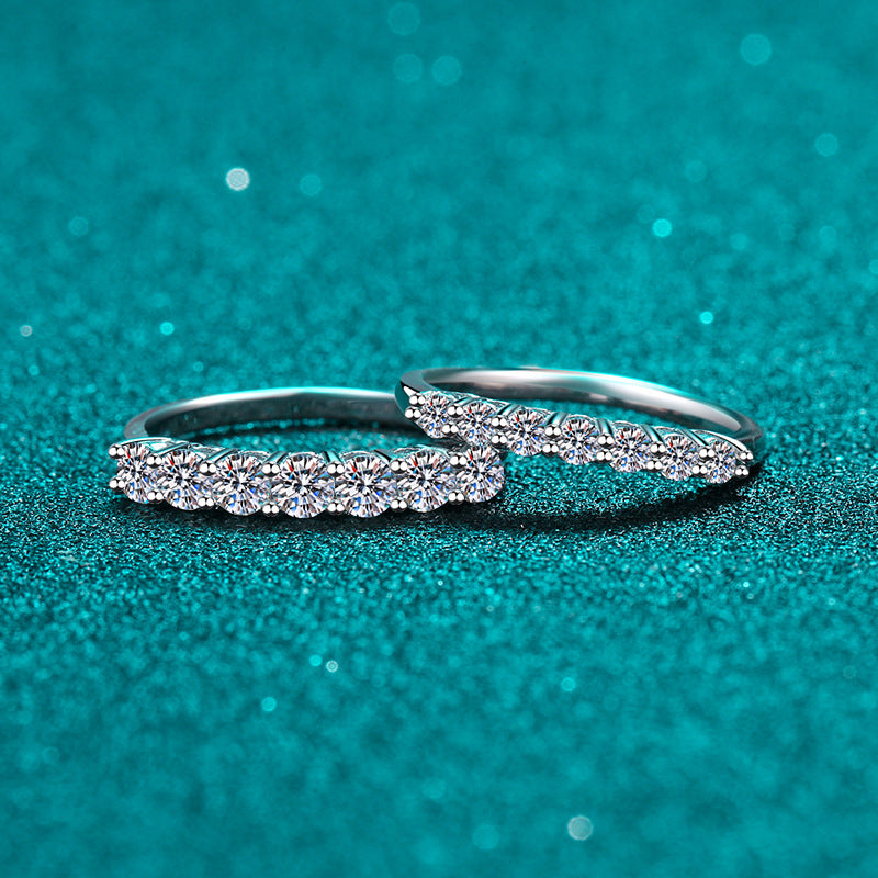 S925 Sterling Silver Moissanite & Zircon Stacking Ring, Minimalist Band Ring for Women, Tail Ring, Promise Ring
