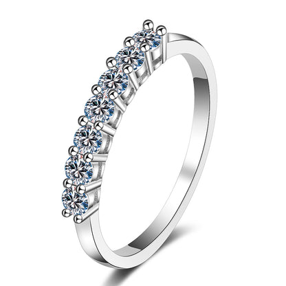 S925 Sterling Silver Moissanite & Zircon Stacking Ring, Minimalist Band Ring for Women, Tail Ring, Promise Ring