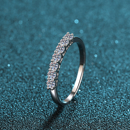 S925 Sterling Silver Moissanite & Zircon Stacking Ring, Minimalist Band Ring for Women, Tail Ring, Promise Ring