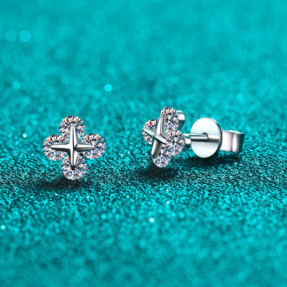 S925 Sterling Silver Movable Star Moissanite Stud Earrings - 0.8ct Botanical-Inspired Valentine's Gift