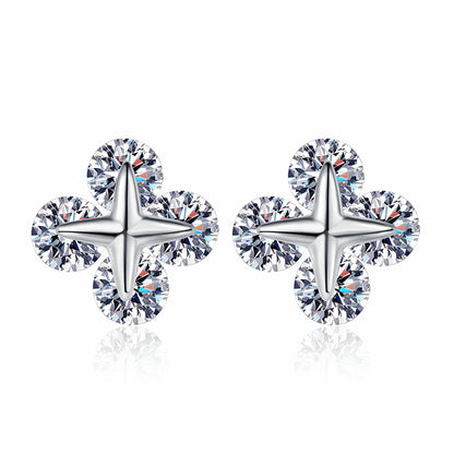 S925 Sterling Silver Movable Star Moissanite Stud Earrings - 0.8ct Botanical-Inspired Valentine's Gift