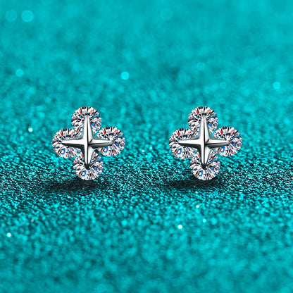 S925 Sterling Silver Movable Star Moissanite Stud Earrings - 0.8ct Botanical-Inspired Valentine's Gift