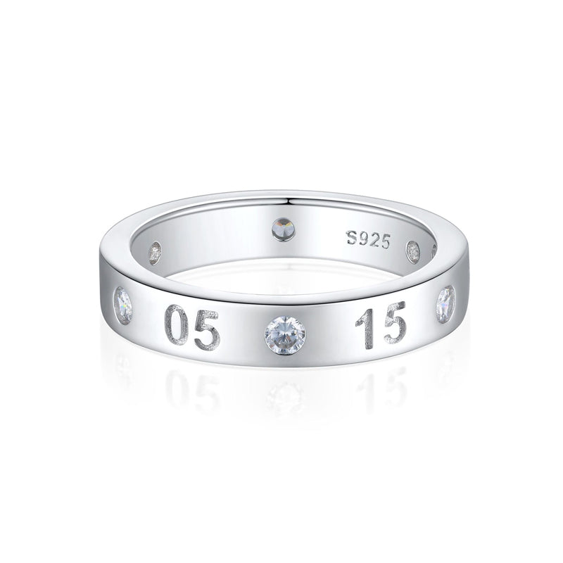 S925 Sterling Silver Number Ring - Minimalist Modern Wedding Band