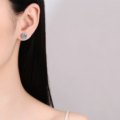 S925 Sterling Silver Octagonal Moissanite Stud Earrings - 2CT Modern Geometric Jewelry