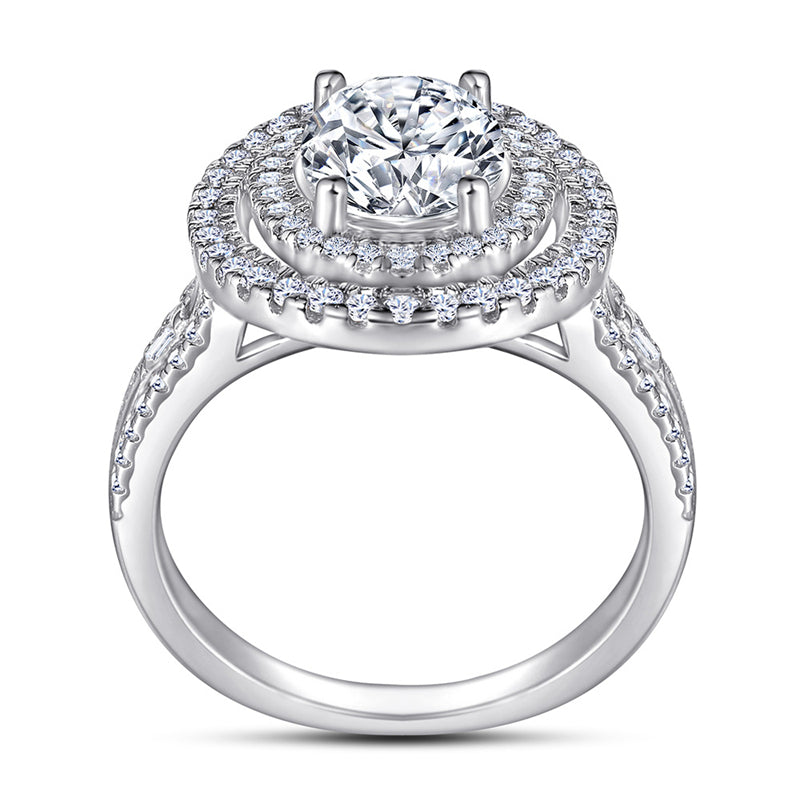 S925 Sterling Silver Oval-Cut Zirconia Wedding Ring - Elegant Pavé Band