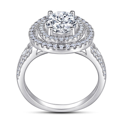 S925 Sterling Silver Oval-Cut Zirconia Wedding Ring - Elegant Pavé Band