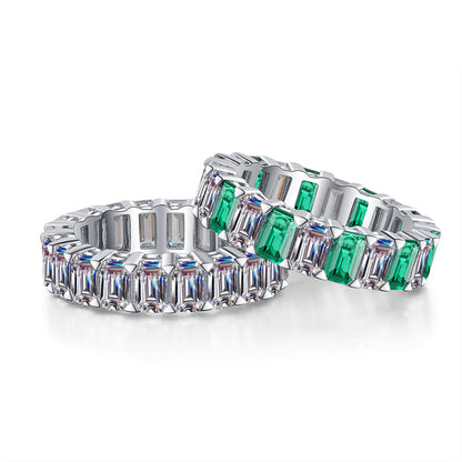 S925 Sterling Silver PT950 Gold Plated 10.5ct Emerald Cut Moissanite Statement Ring