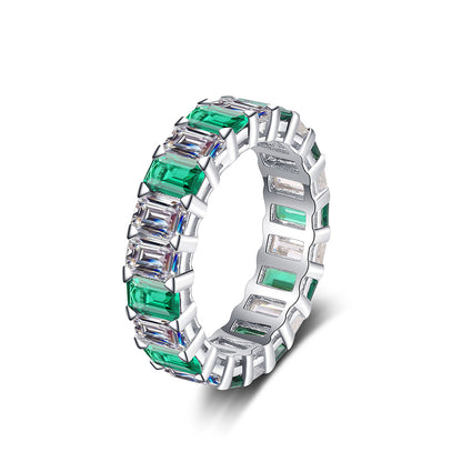 S925 Sterling Silver PT950 Gold Plated 10.5ct Emerald Cut Moissanite Statement Ring