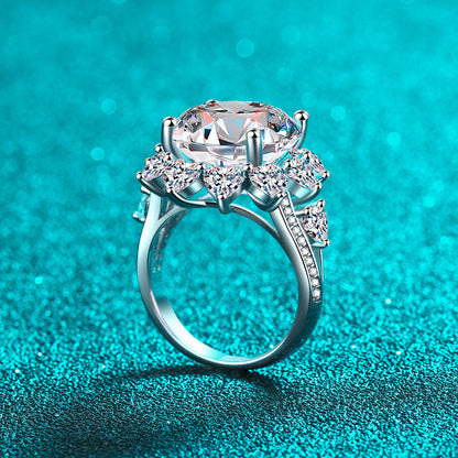 S925 Sterling Silver PT950 Gold Plated 10ct Moissanite Statement Ring with Ingot Motif