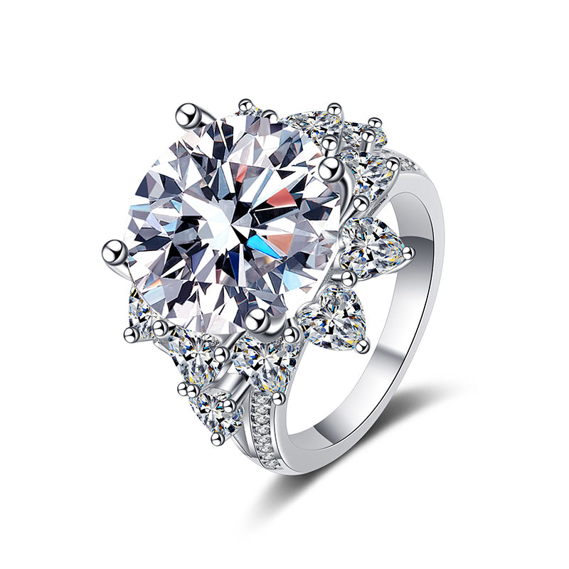 S925 Sterling Silver PT950 Gold Plated 10ct Moissanite Statement Ring with Ingot Motif