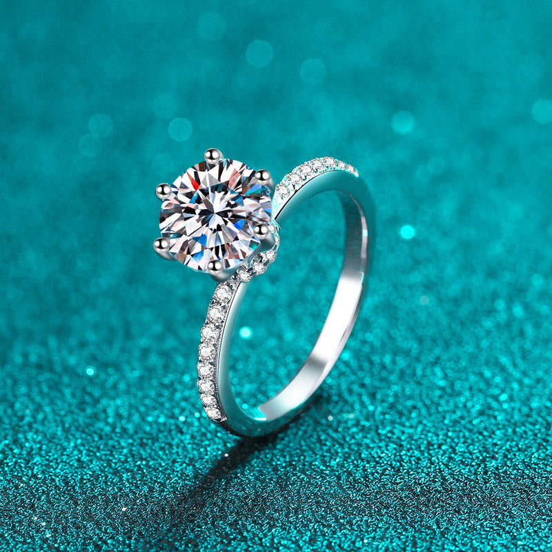 S925 Sterling Silver PT950 Gold Plated 2ct Moissanite Floral Starfish Engagement Ring