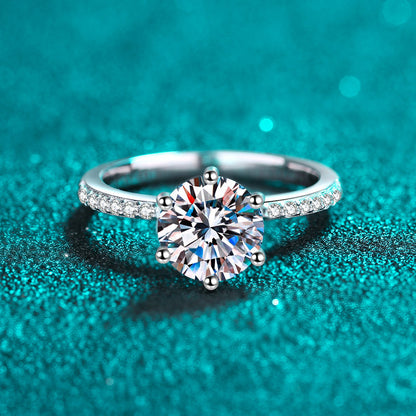 S925 Sterling Silver PT950 Gold Plated 2ct Moissanite Floral Starfish Engagement Ring