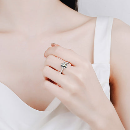 S925 Sterling Silver PT950 Gold Plated 2ct Moissanite Floral Starfish Engagement Ring